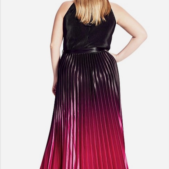 City Chic Refinity Maxi Pleated Cascade Ombré Dress NEW - Picture 3 of 6